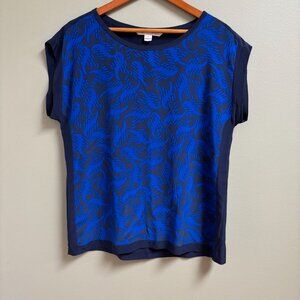 Diane von Furstenberg Womens Silk Top Size 14 Blue Classic Career‎ Minimalist